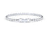 Cut Ice shaped simulated diamond tennis chain bracelet in white stone, crafted in sterling silver plated with 18k white gold with rhodium, front side, main stone size 3mm