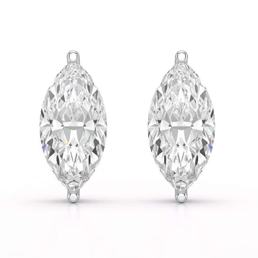 LARA Marquise Cut Moissanite Stud Earrings – 2 Carat Each