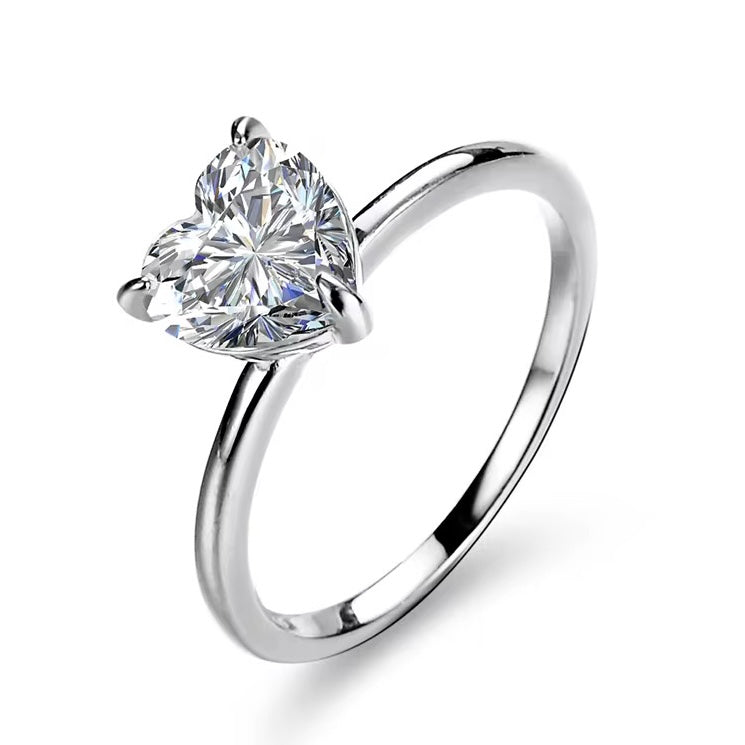 HEART 2 Carat Heart-cut Moissanite Ring in Sterling Silver
