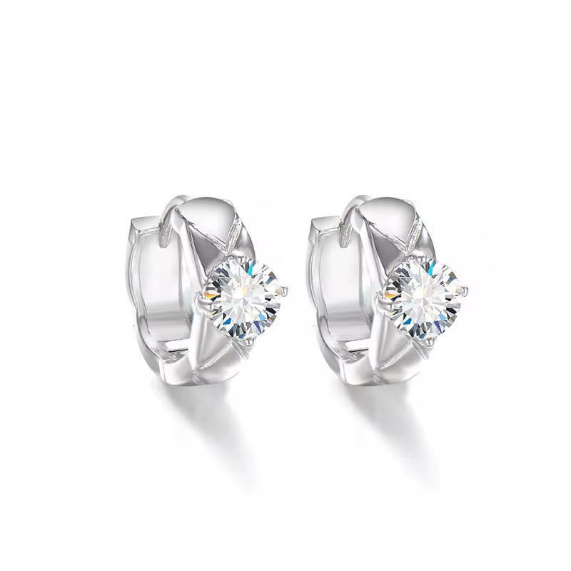 TISSIE Round Cut Moissanite Stud Earrings – 0.5 Carat Each (5mm)