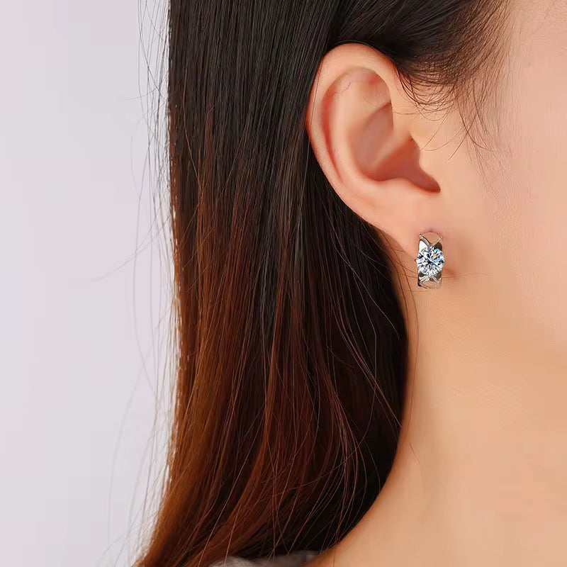 TISSIE Round Cut Moissanite Stud Earrings – 0.5 Carat Each (5mm)