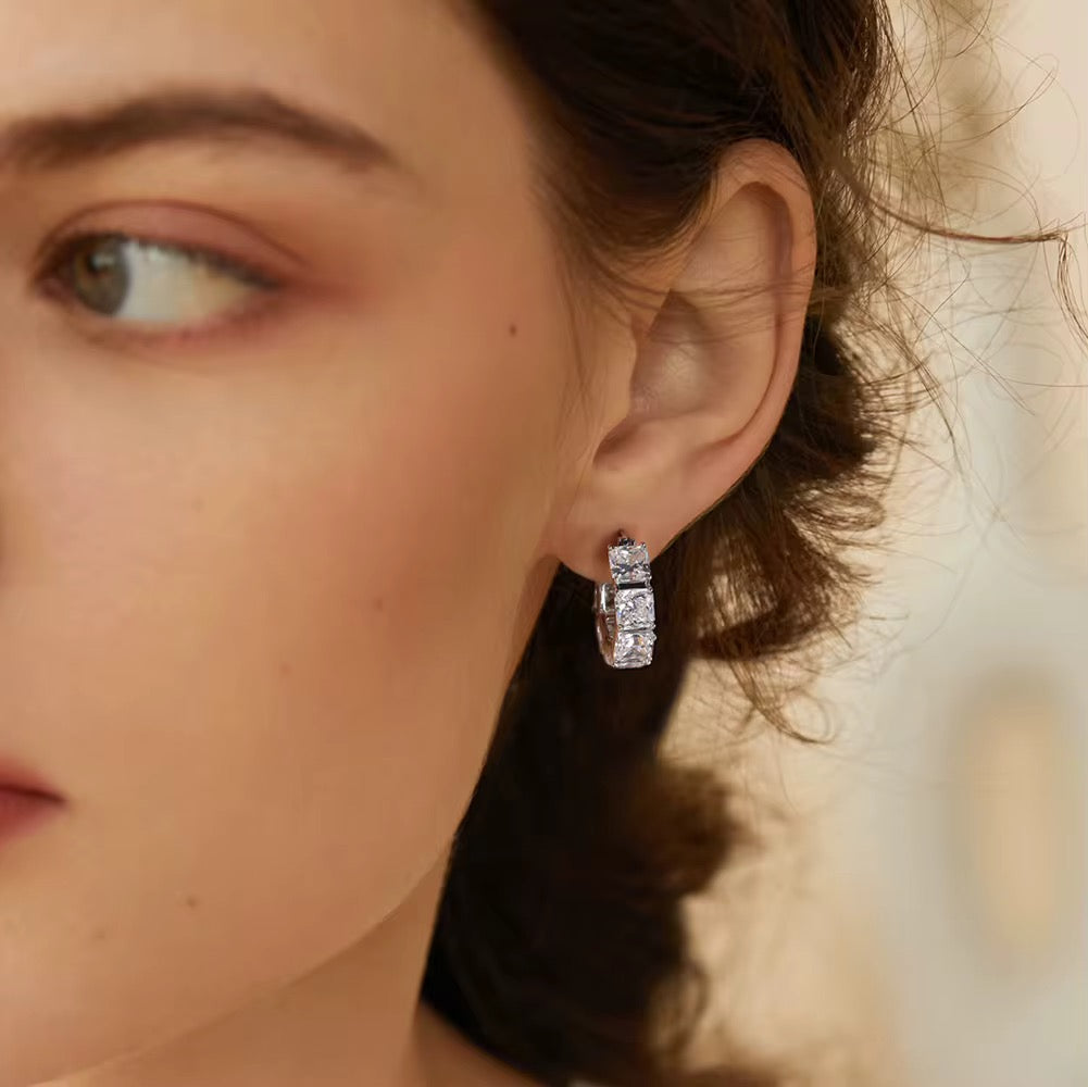 ALYSSA Princess Cut Moissanite Stud Earrings – 0.8 Carat Each