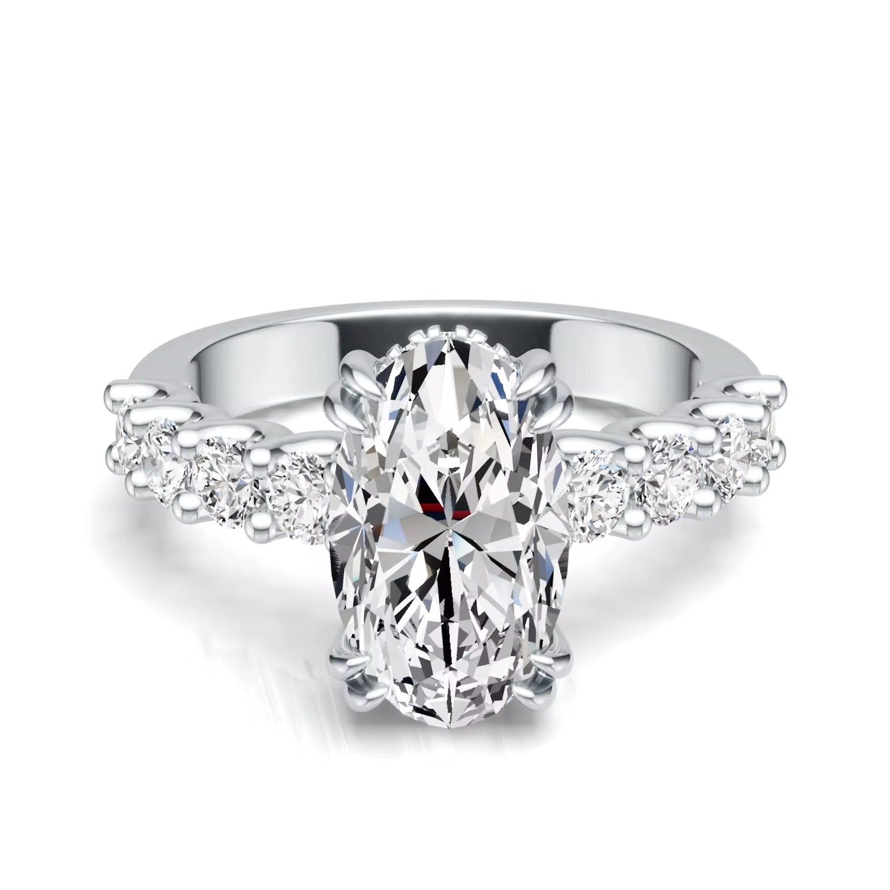LINDA 4 Carat Oval-Cut Moissanite Ring in Sterling Silver