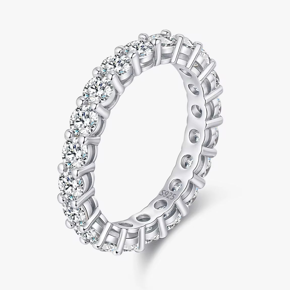 HAIFA 0.1 ct (3 mm) Full-Stone Moissanite Band in Sterling Silver