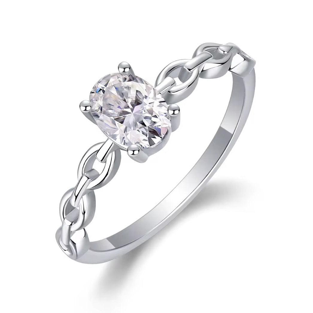 JOJO 1 Carat Oval-Cut Moissanite Ring in Sterling Silver