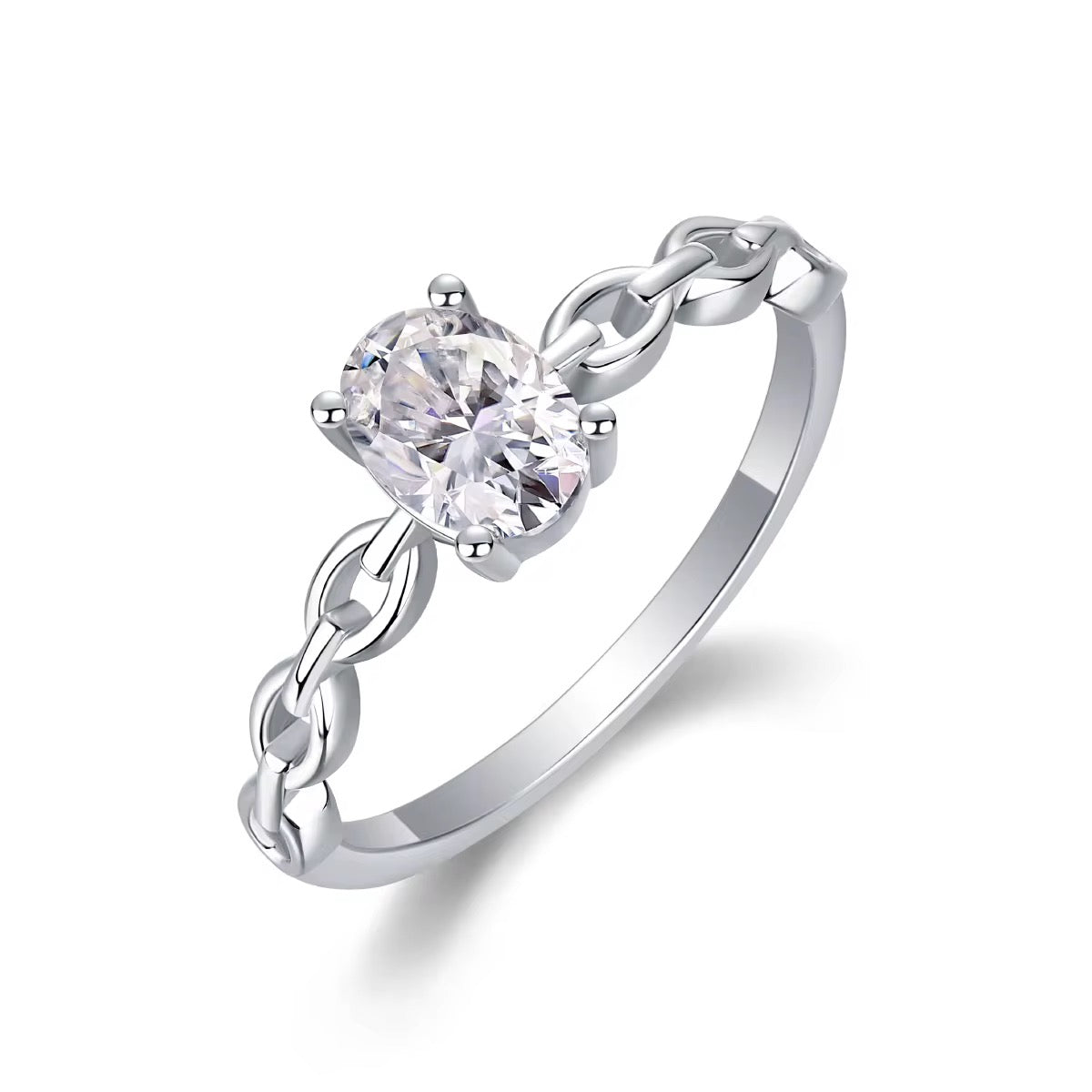 JOJO 1 Carat Oval-Cut Moissanite Ring in Sterling Silver