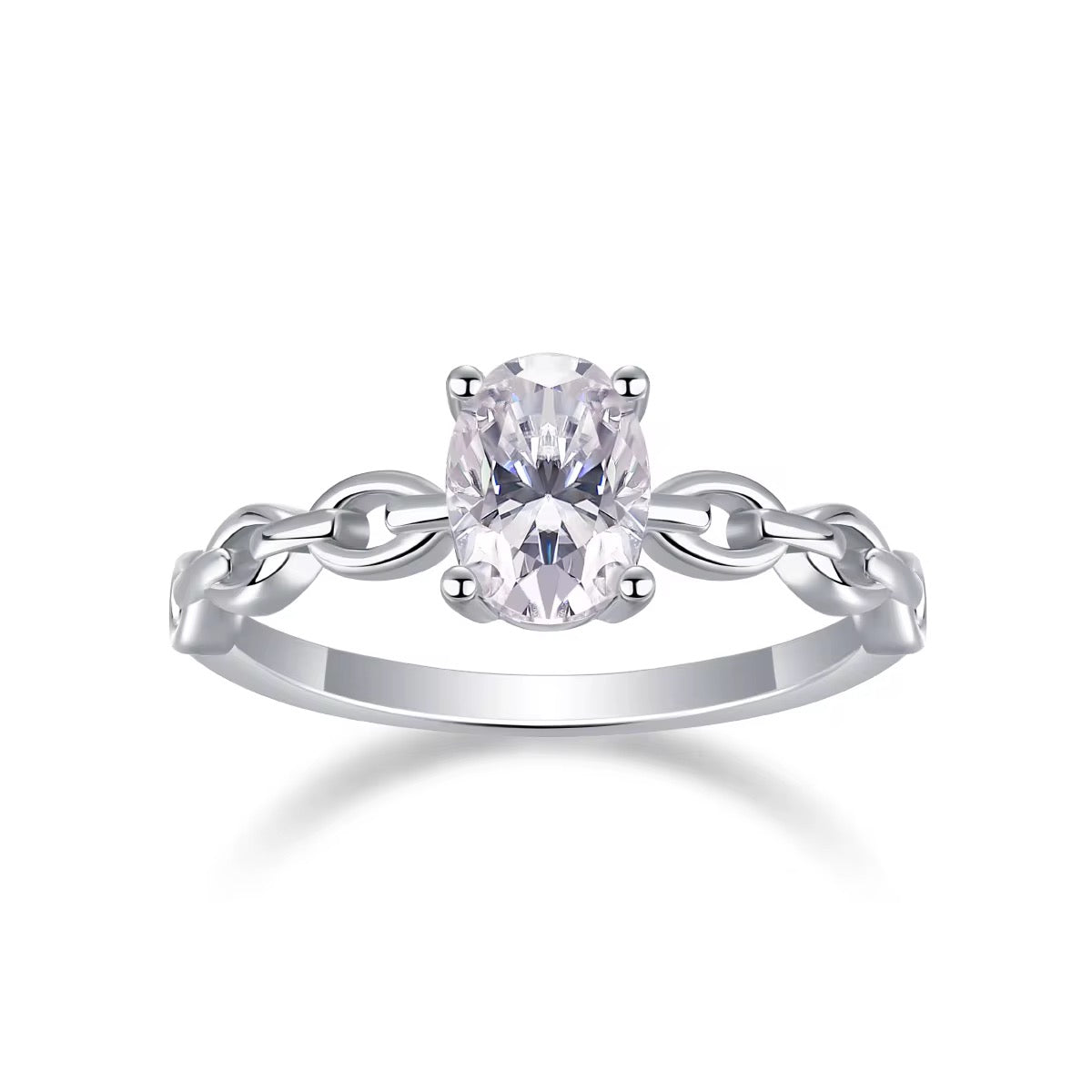 JOJO 1 Carat Oval-Cut Moissanite Ring in Sterling Silver