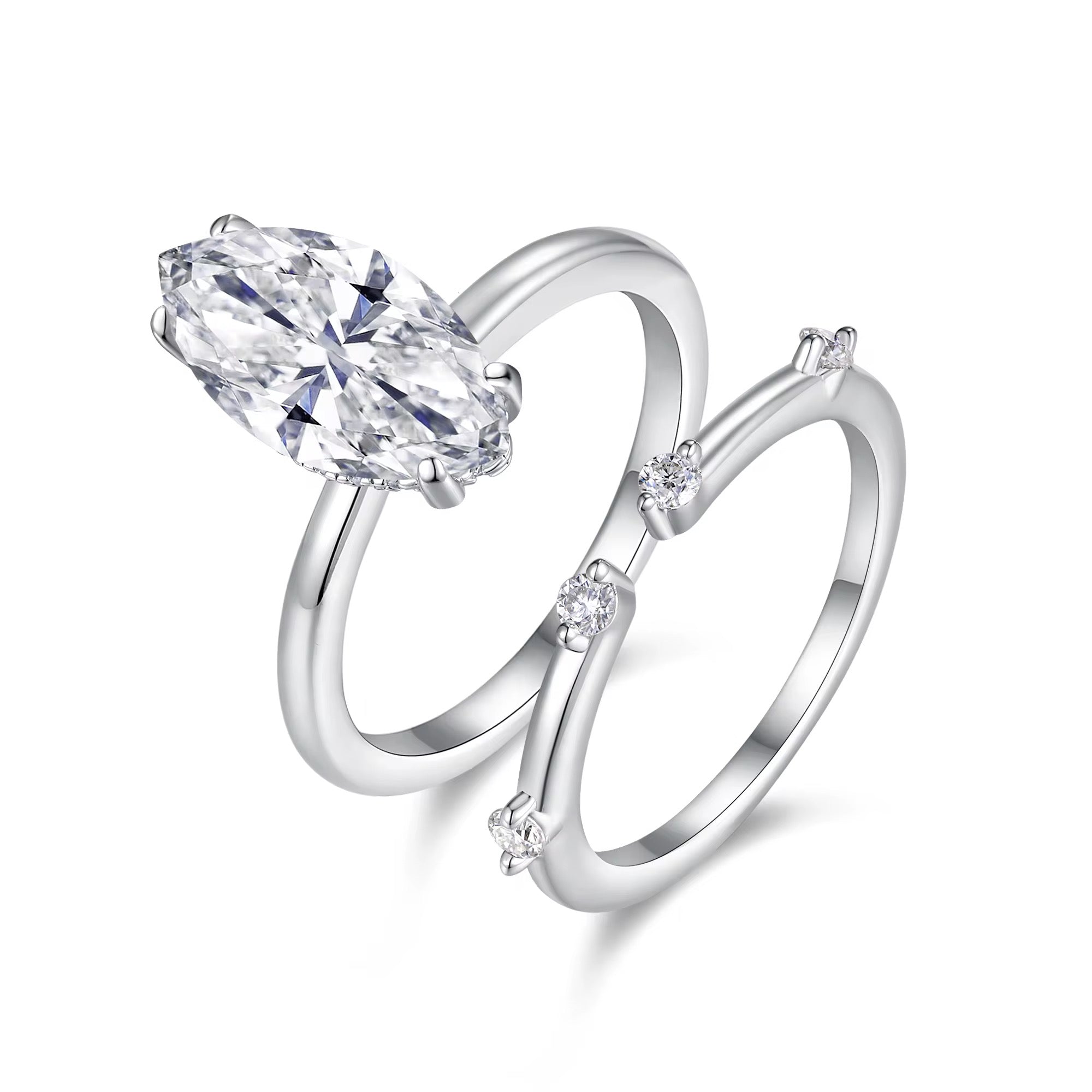 MARIA 3 Carat Marquise Cut Moissanite Ring set in Sterling Silver