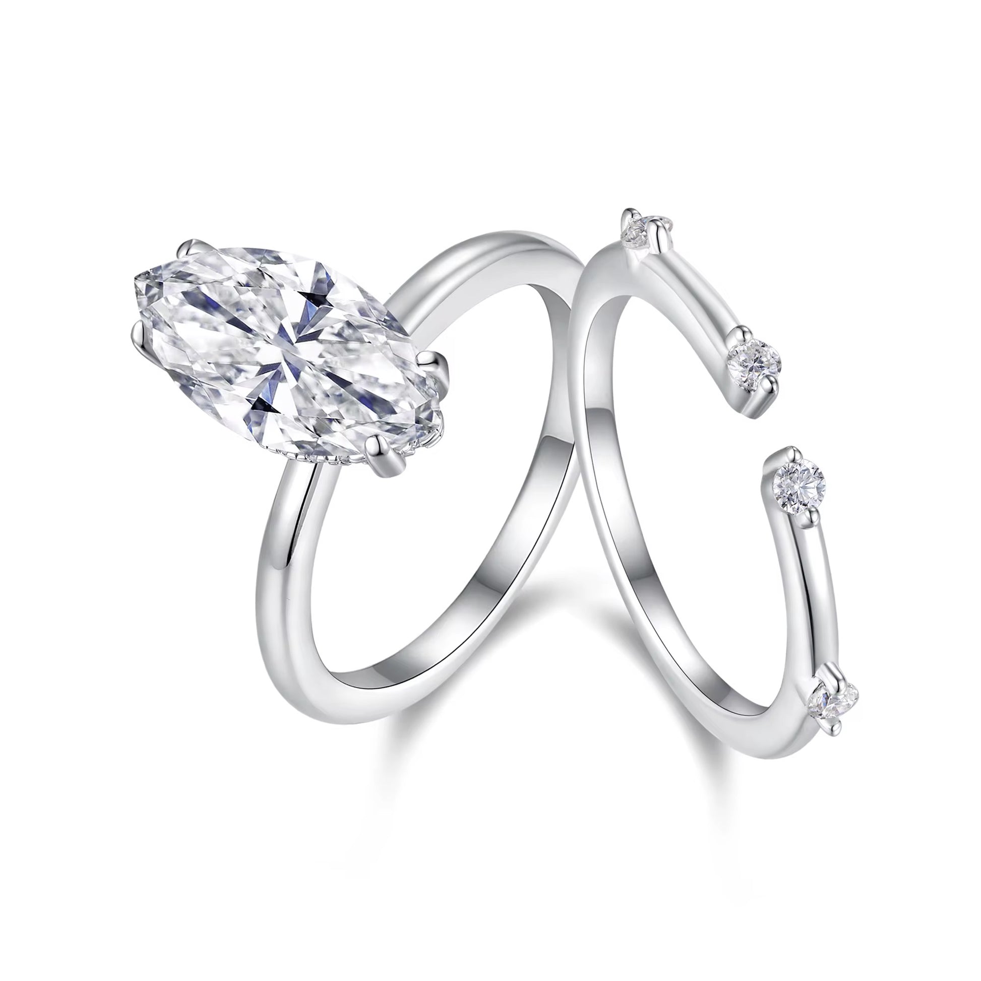 MARIA 3 Carat Marquise Cut Moissanite Ring set in Sterling Silver