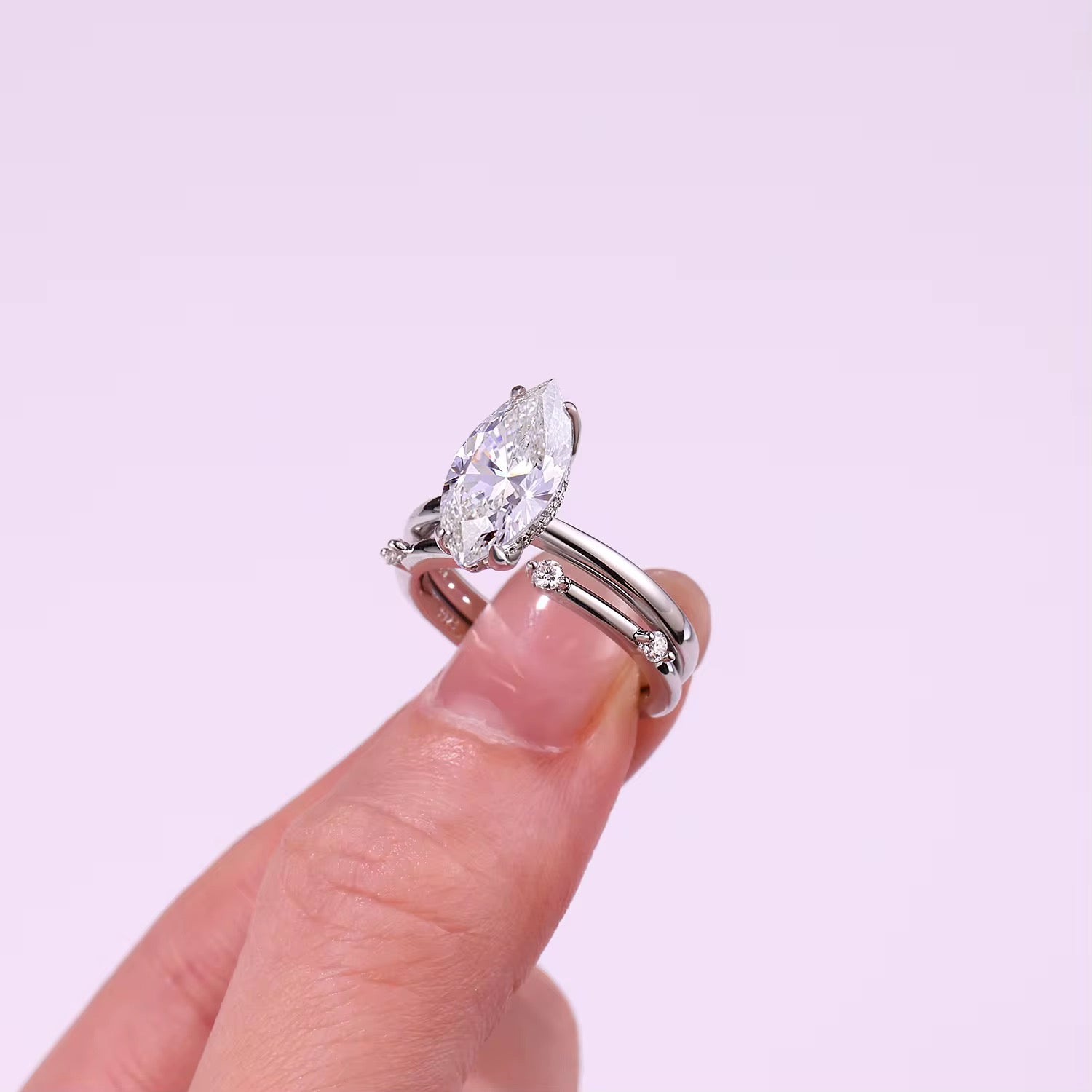 MARIA 3 Carat Marquise Cut Moissanite Ring set in Sterling Silver