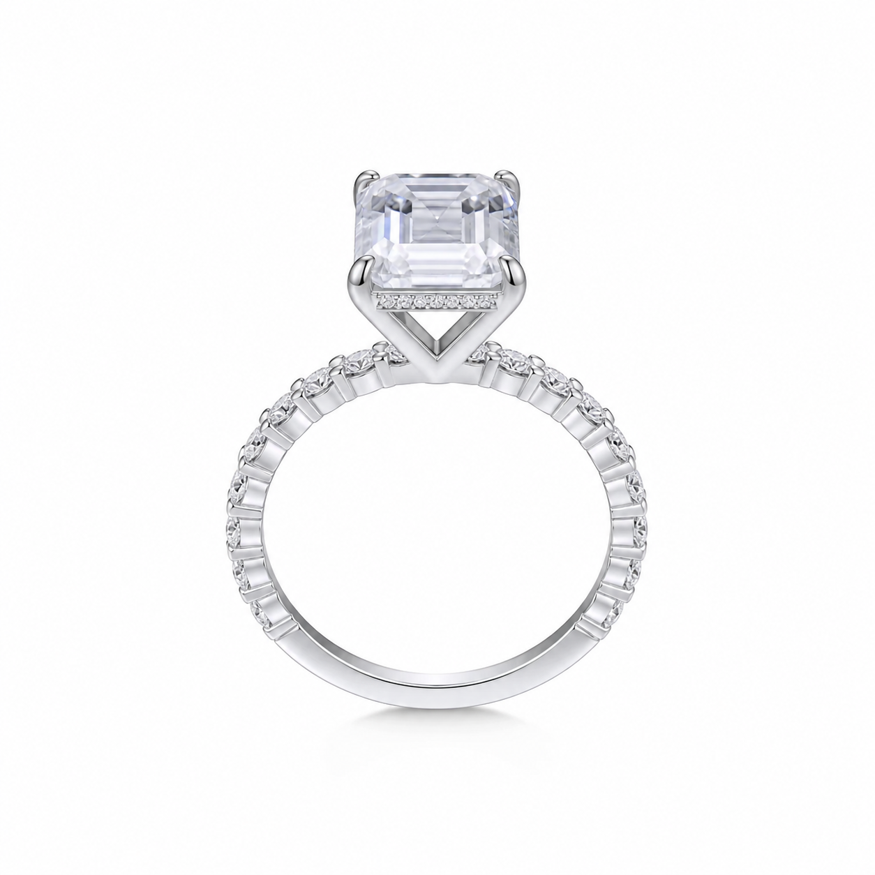 LISA 5 Carat Emerald Cut Moissanite Ring in Sterling Silver