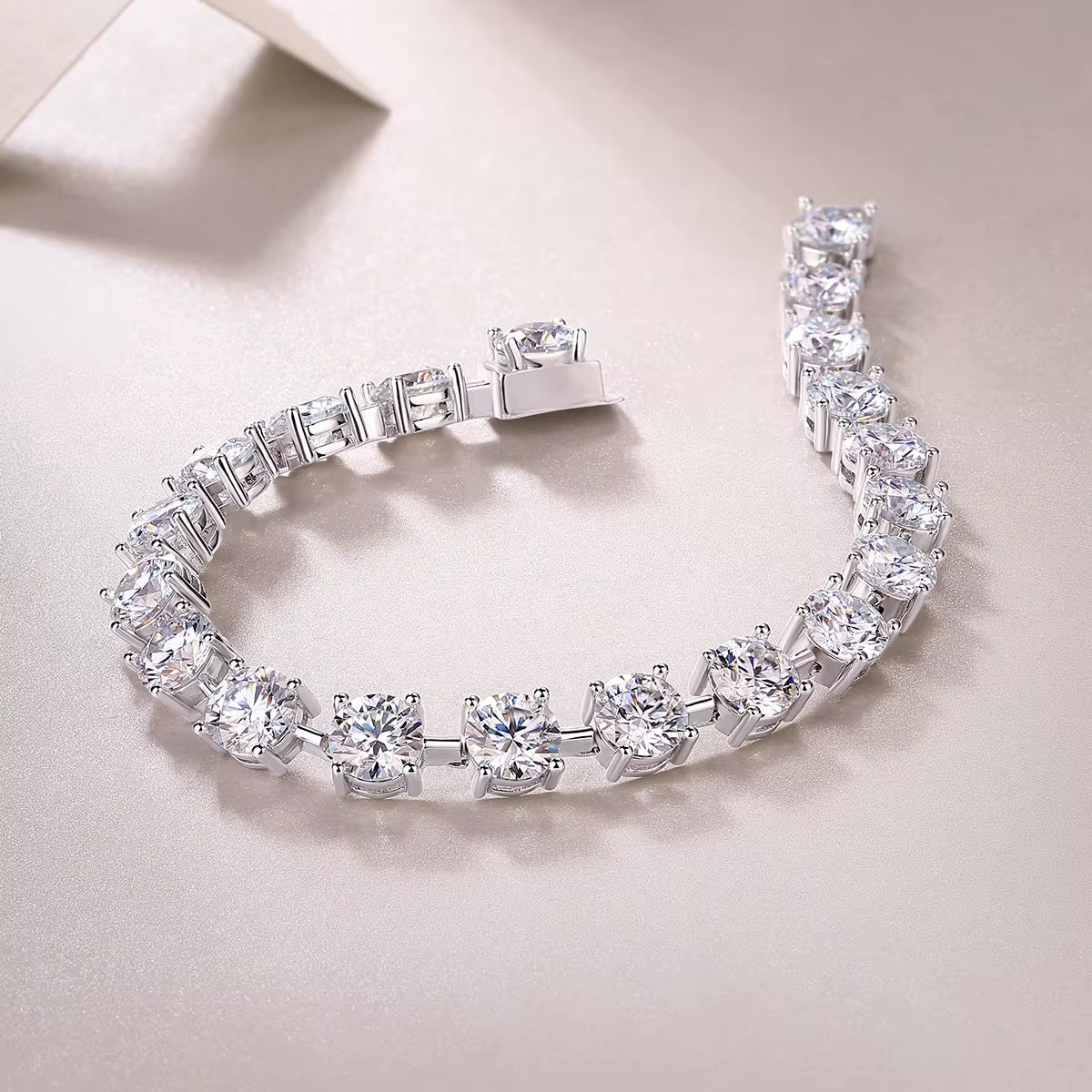 MILENA 1 Carat Moissanite Bracelet (6.5mm) – 6.5 Inches | Sterling Silver Bracelet