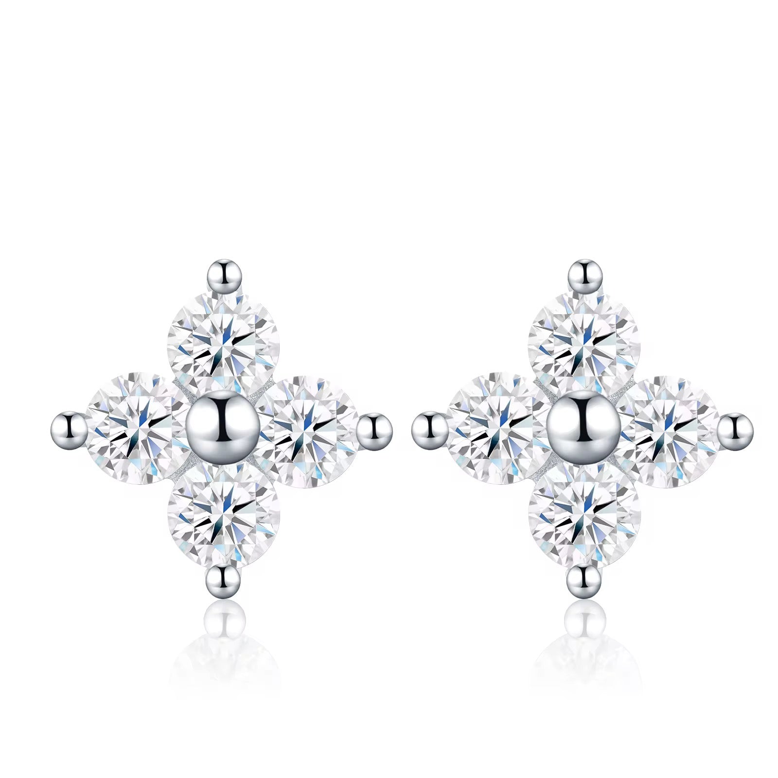 HANADI Round Cut Moissanite Stud Earrings – 0.03 Carat Each (2.5mm)