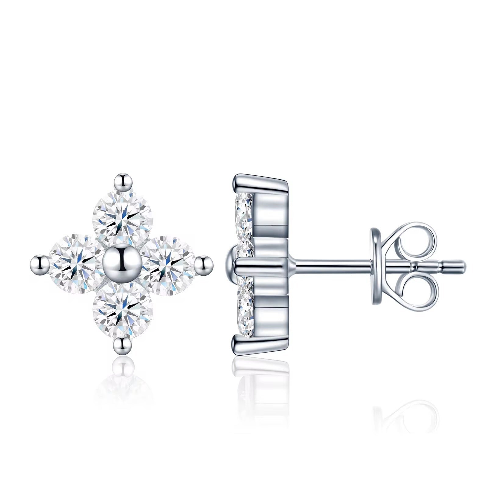 HANADI Round Cut Moissanite Stud Earrings – 0.03 Carat Each (2.5mm)