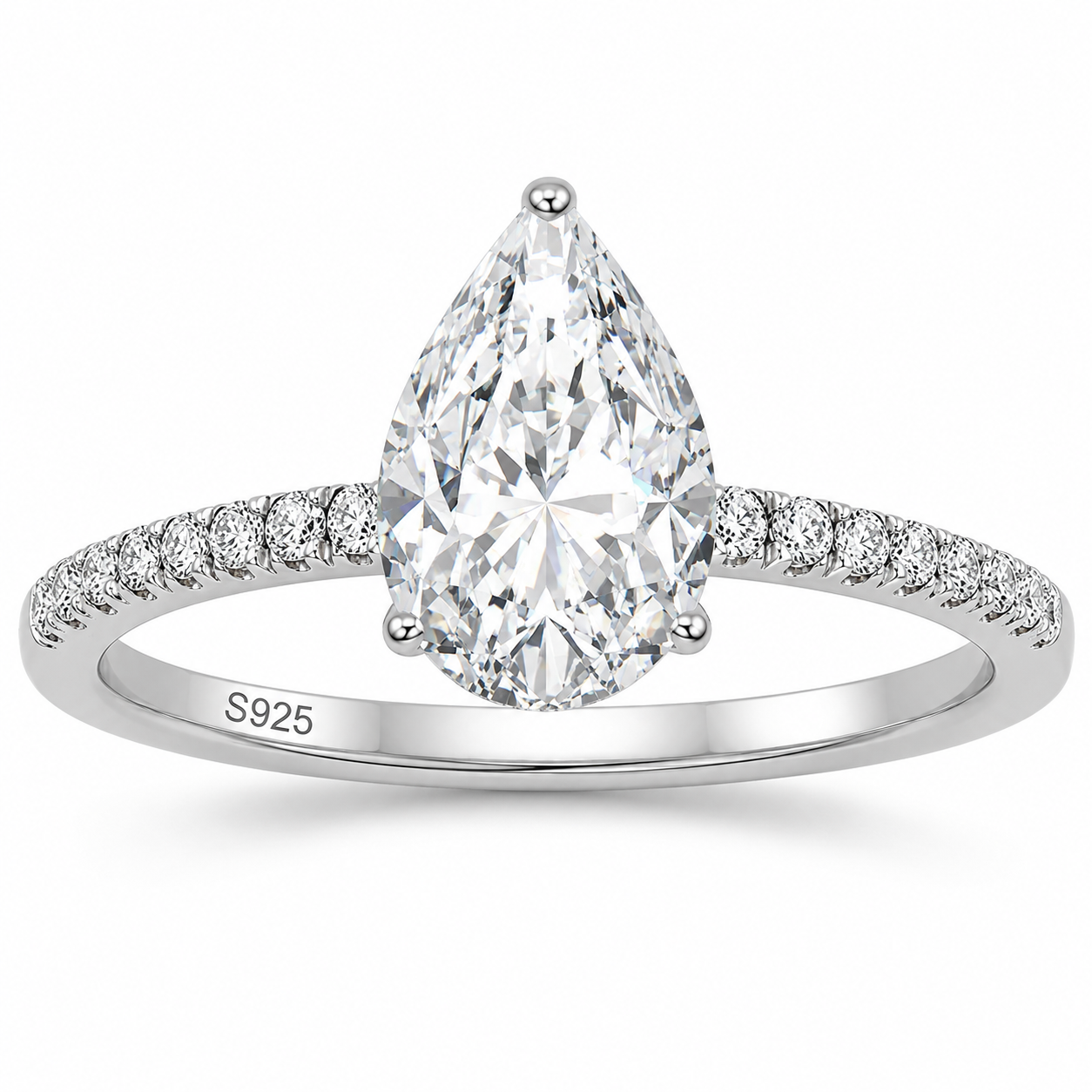 CASSIE 2 Carat Pear-Cut Moissanite Ring in Sterling Silver