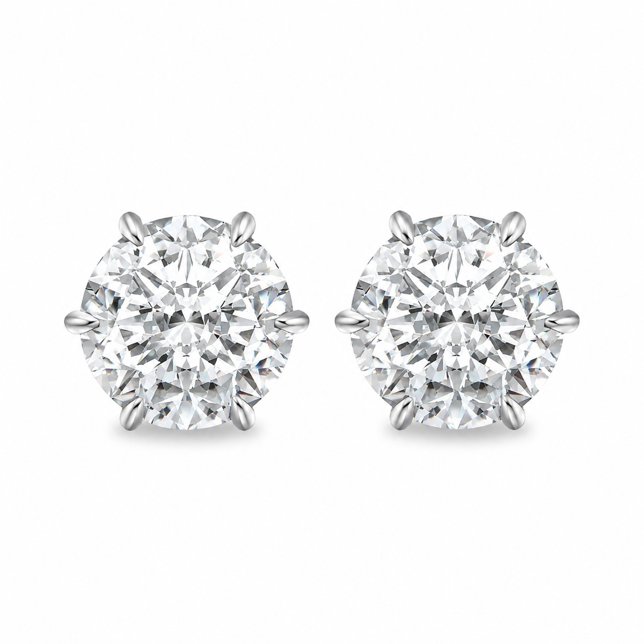 EVE Round Cut Moissanite Stud Earrings – 2 Carat Each (8mm)