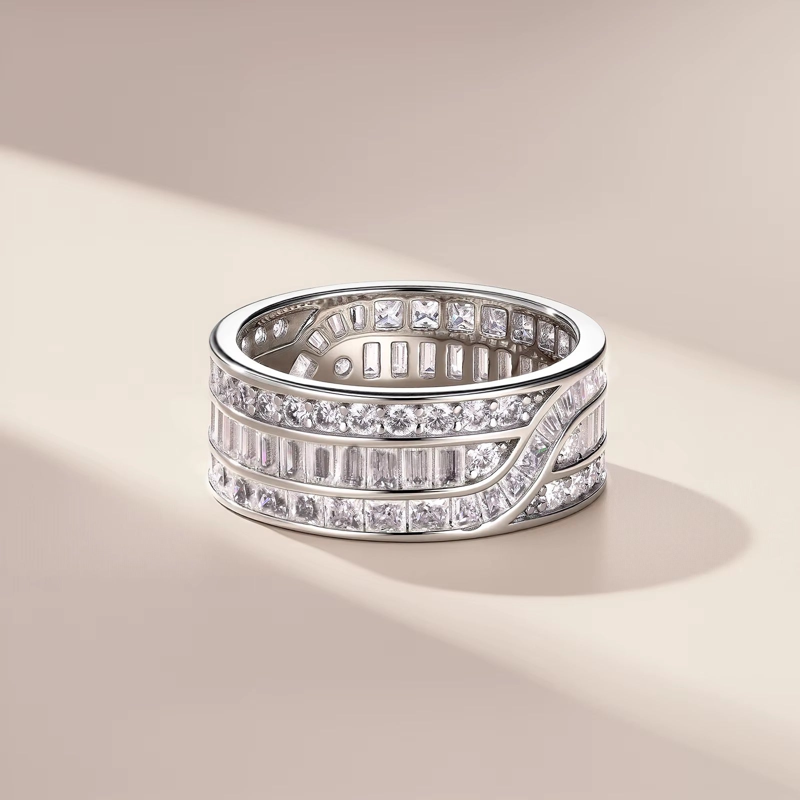 BLAKELY Full Mix-Stones Moissanite Band in Sterling Silver