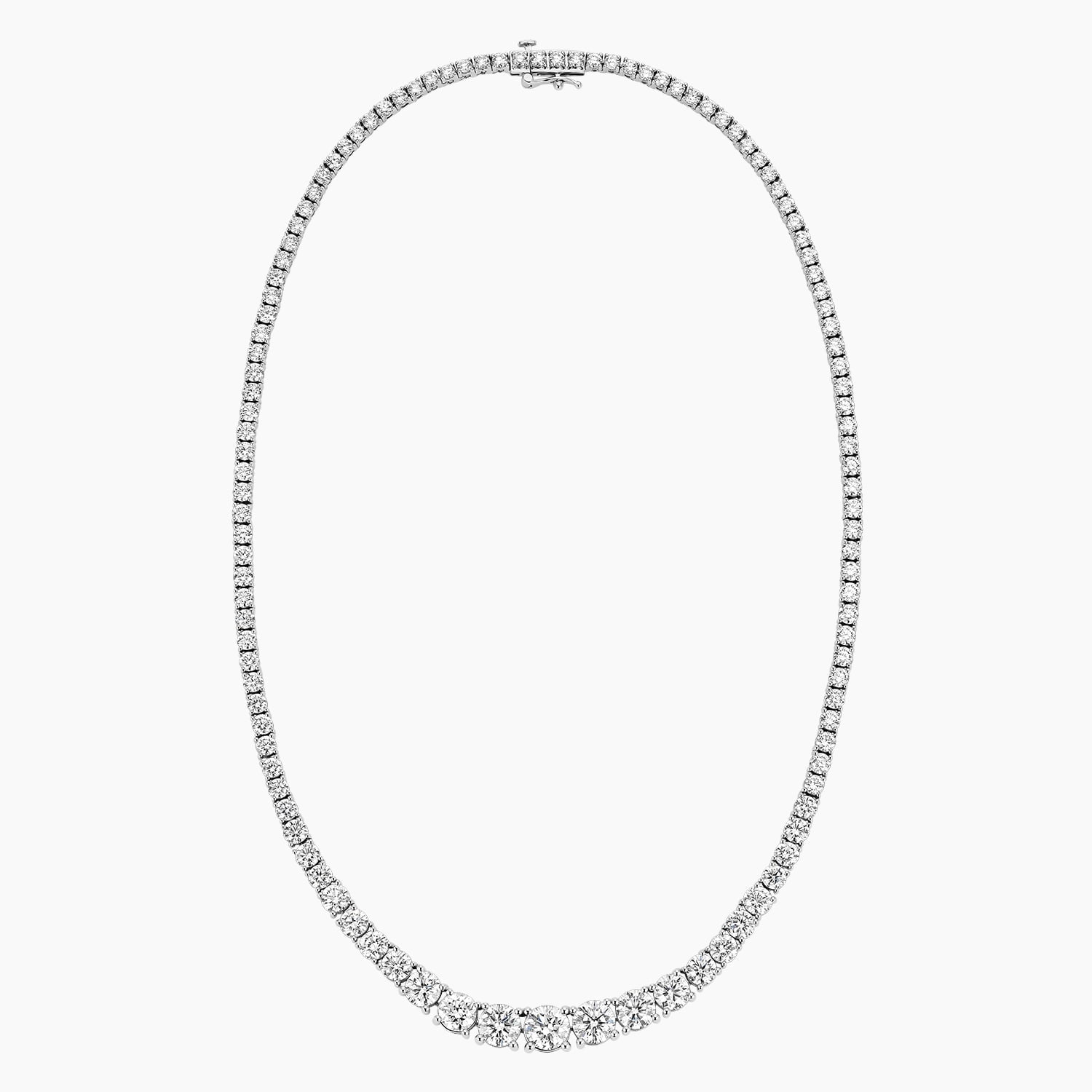 INGRID 1ct, 0.5ct, 0.3ct, 0.1ct Round Cut Moissanite Necklace in Sterling Silver | 17 inches
