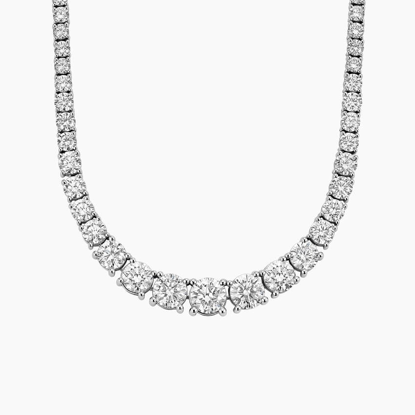 INGRID 1ct, 0.5ct, 0.3ct, 0.1ct Round Cut Moissanite Necklace in Sterling Silver | 17 inches
