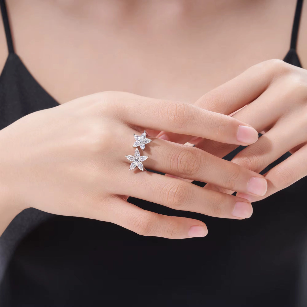 CELESTE 0.3 Carat Marquise Moissanite Ring in Sterling Silver