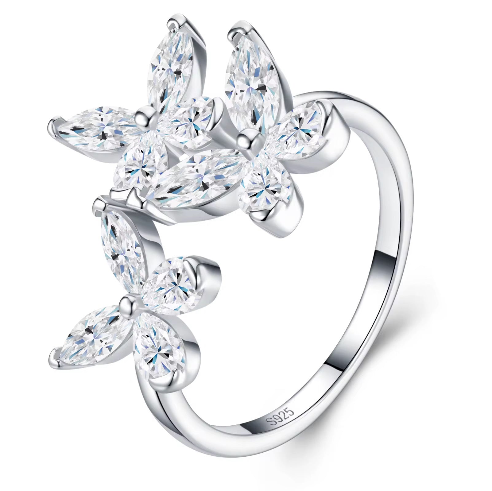 SHAIKHA 0.3 Carats Marquise Cut Moissanite Ring in Sterling Silver
