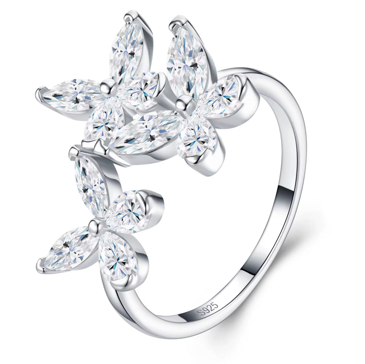 SHAIKHA 0.3 Carats Marquise Cut Moissanite Ring in Sterling Silver