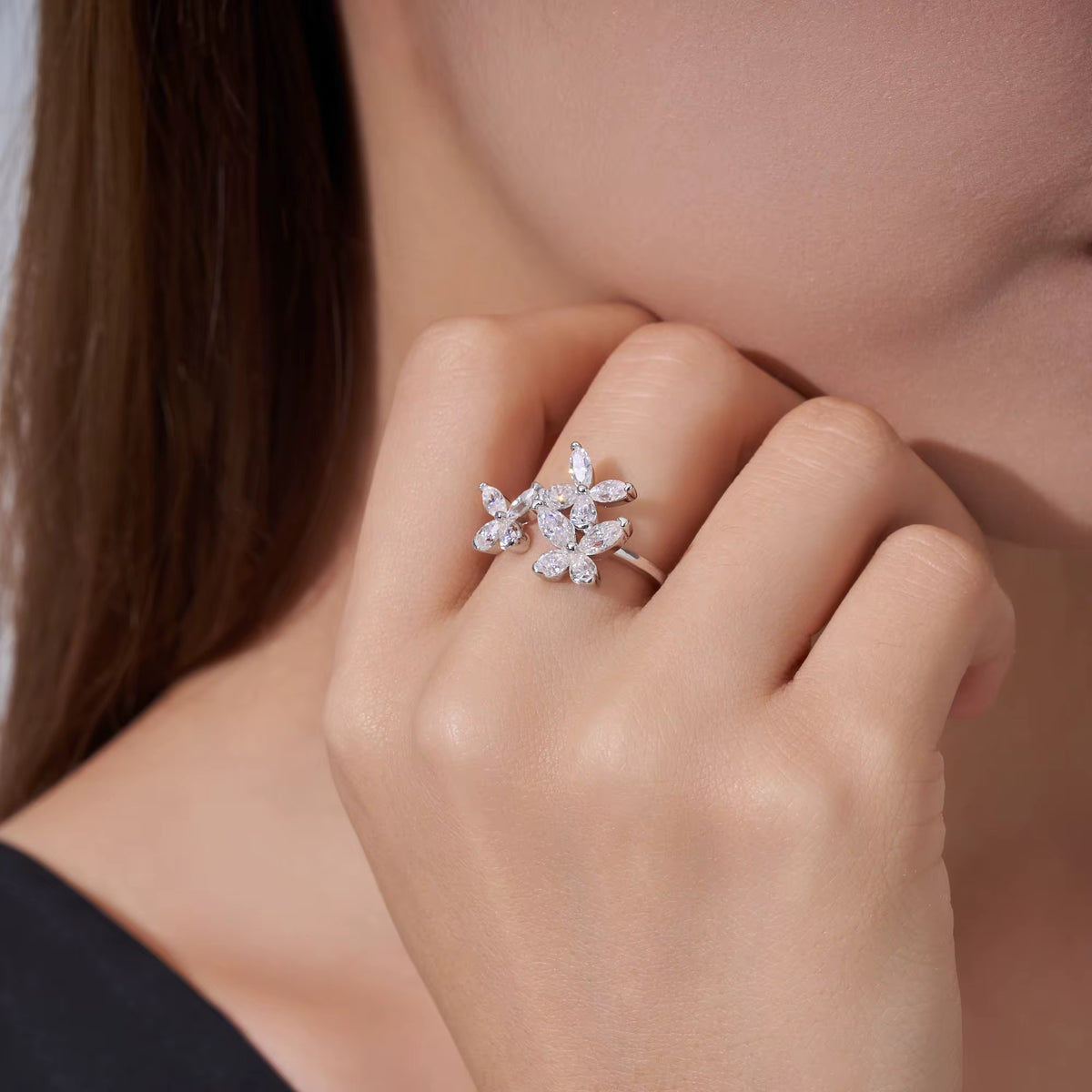 SHAIKHA 0.3 Carats Marquise Cut Moissanite Ring in Sterling Silver