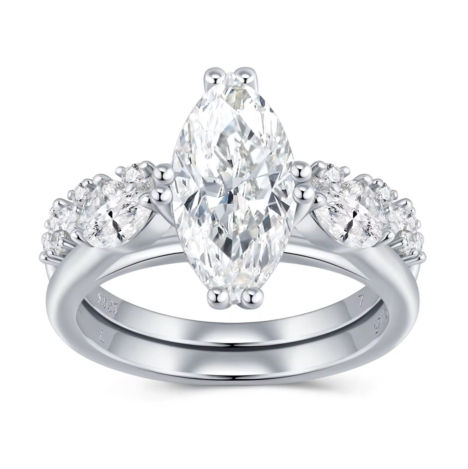 MARGARET 3 Carat Marquise Cut Moissanite Ring set in Sterling Silver