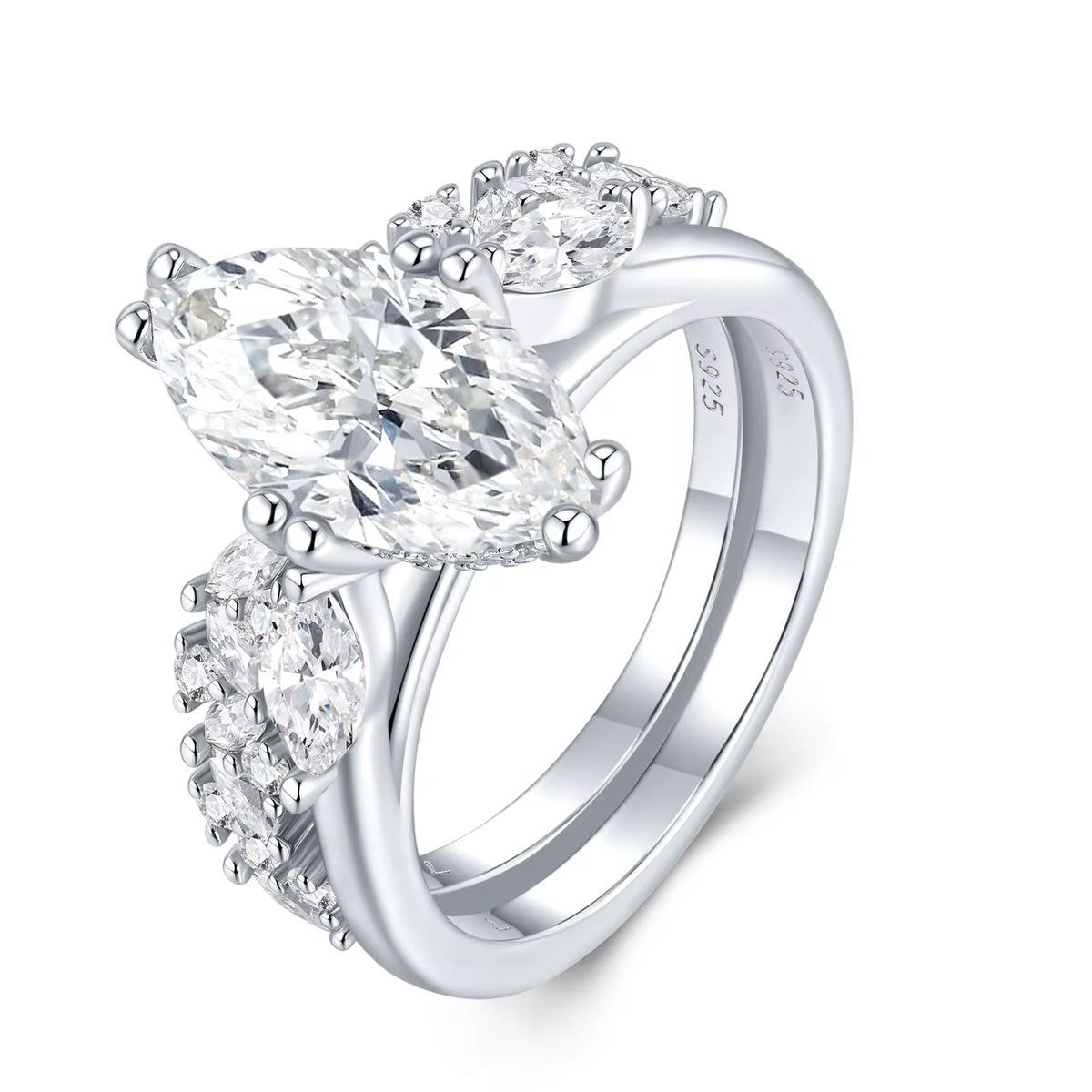 MARGARET 3 Carat Marquise Cut Moissanite Ring set in Sterling Silver