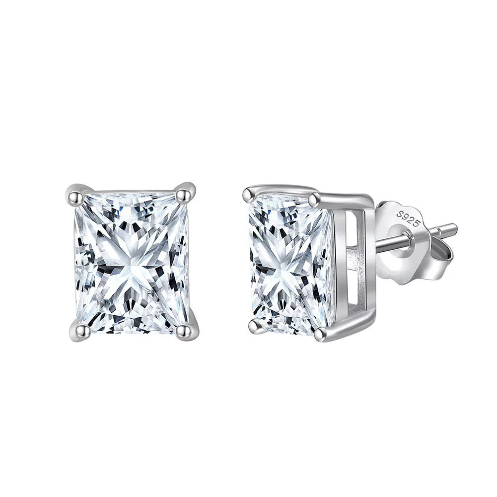 DAKOTA Radiant Cut Moissanite Stud Earrings – 1 Carat Each
