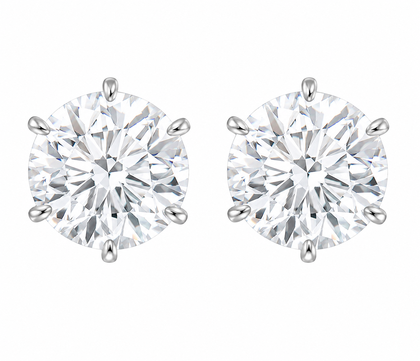 SARAH Round Cut Moissanite Stud Earrings – 5 Carat Each (11mm)
