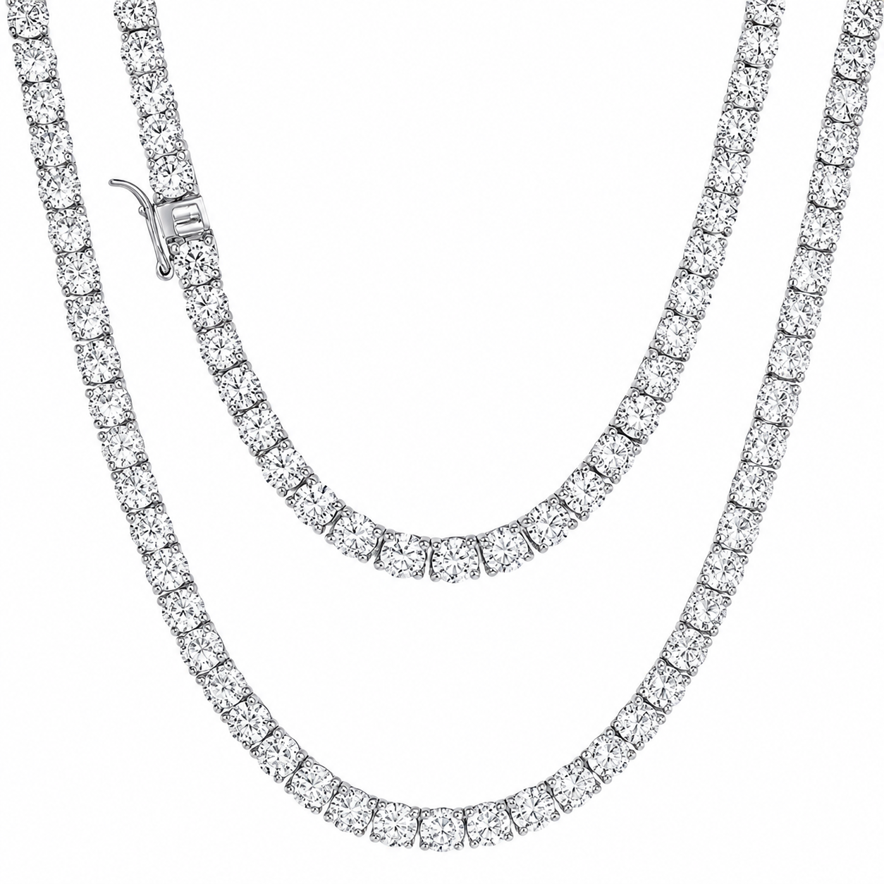 ZAINAB 0.1ct - 3mm Round Cut Moissanite Necklace in Sterling Silver - 16 inches