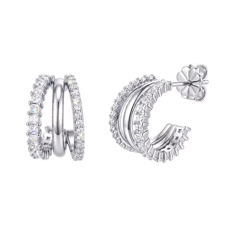 ESTELLE Princess & Round Cut Moissanite Stud Earrings