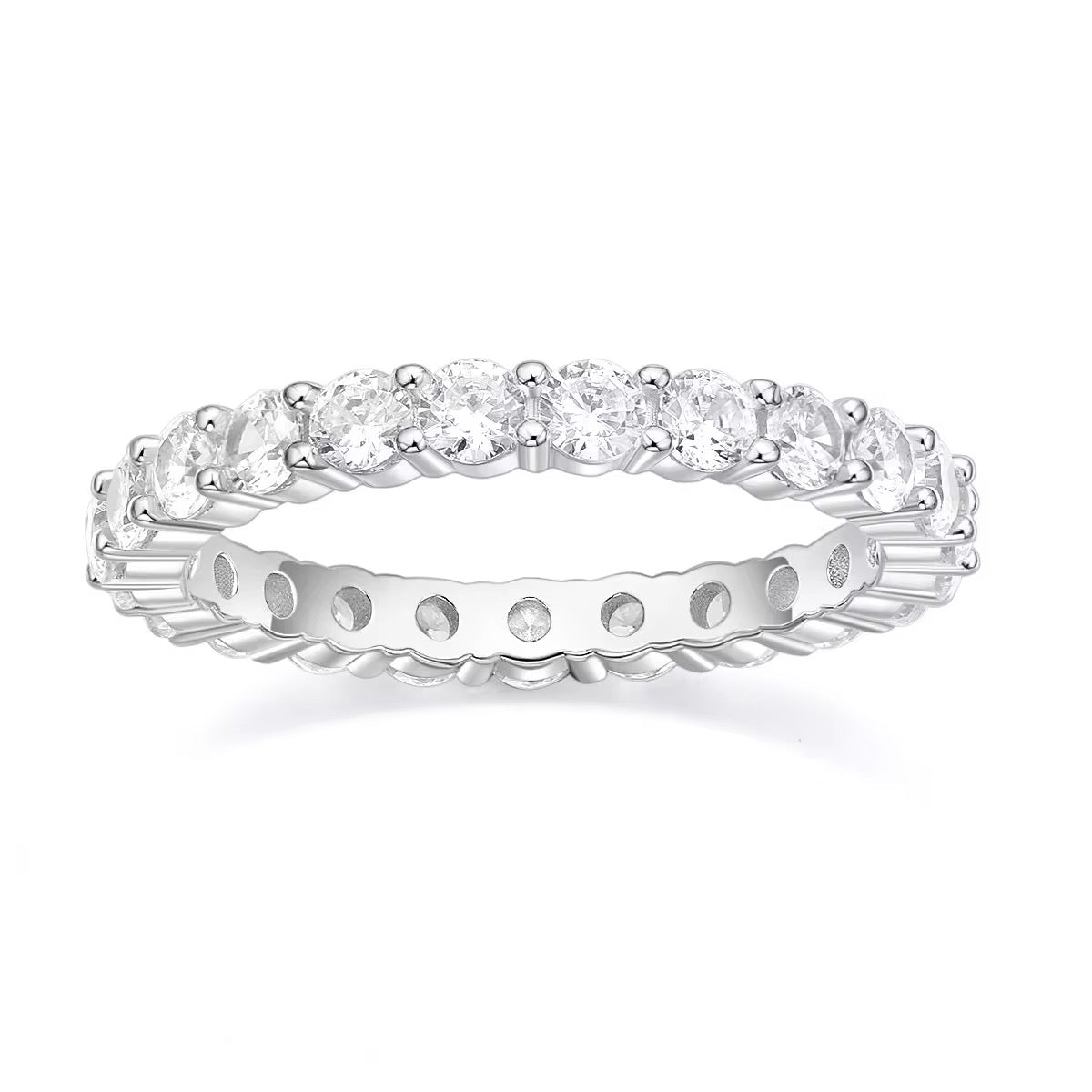 DREW 0.1 ct (3 mm) Full-Stone Moissanite Band in Sterling Silver