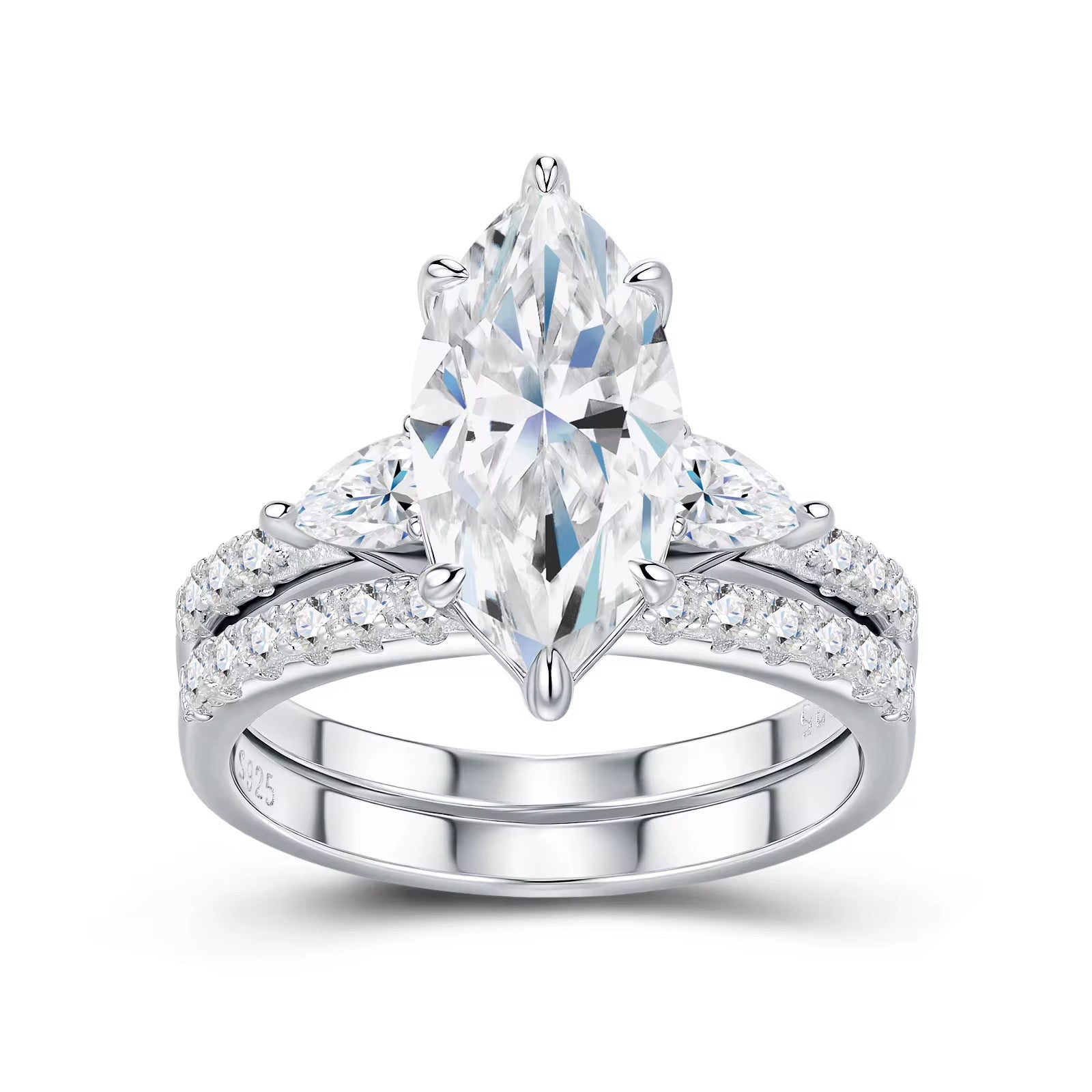 FATIMA 3 Carat Marquise Cut Moissanite Ring set in Sterling Silver