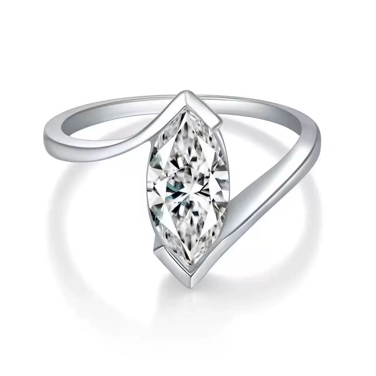 ERIKA 1 Carat Marquise-Cut Moissanite Ring in Sterling Silver