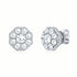 Round shaped simulated diamond earring in white stone, crafted in sterling silver plated with 18k white gold with rhodium, front side earring, main stone 10mm